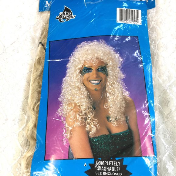 80’s Blonde Extra Long Curly Character Wig Rubies NWT - Picture 1 of 13